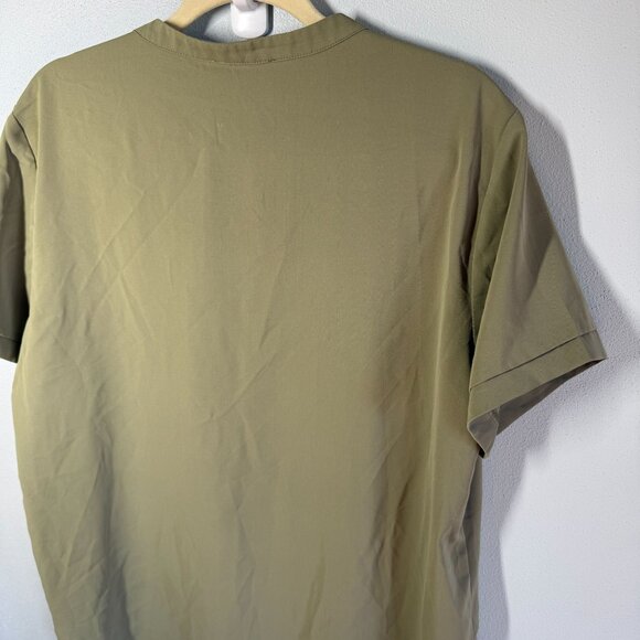 Timeson Womens Chiffon Popover Blouse XL Sage Green V-Neck Flowy Layering - Picture 7 of 12